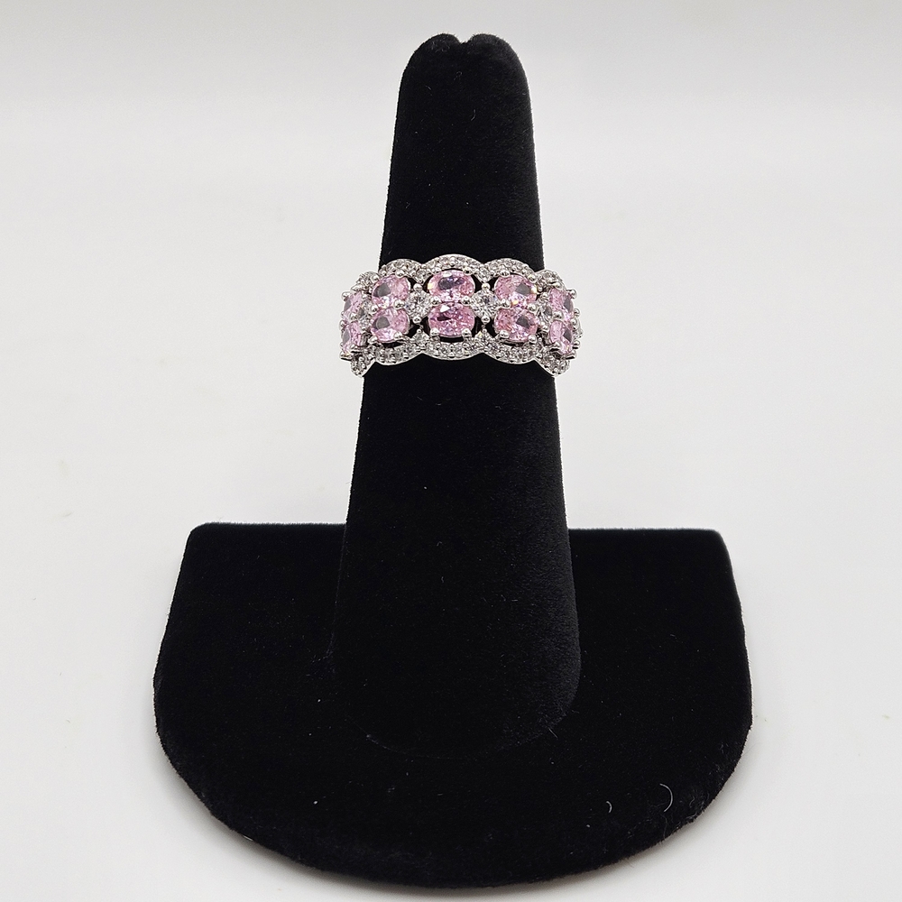 BP OG Ring RG64341 "Merging Souls" Rose Quartz Cubic Zirconia On Rhodium Size 6